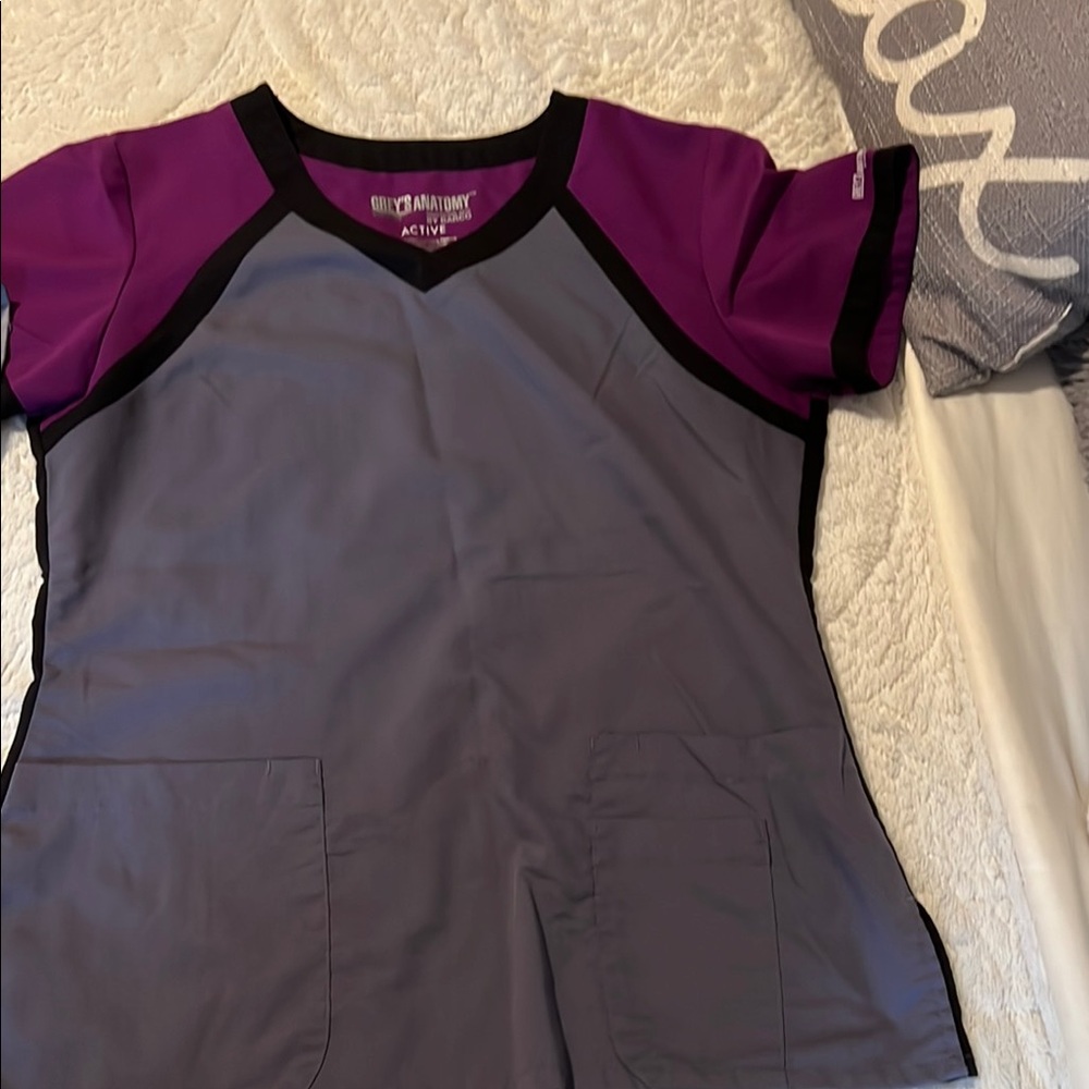 Grey's Anatomy Pink and Purple Scrub Top Athletic-Inspired